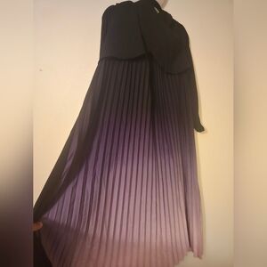 Elegant Black and Purple Pleated Cardigan